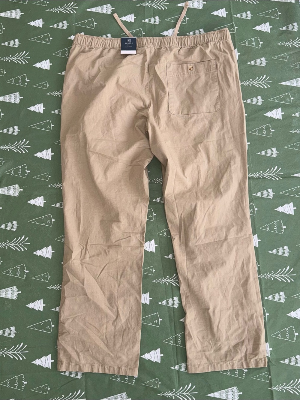 George Men’s Weekend Chino Pull-On Pants XL 40-42 Khaki Stretch Straight Leg - Picture 7 of 15